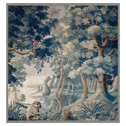 Maeve Traditional Teal Blue Forest Landscape Tapestry - 57x55