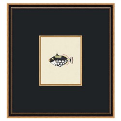Stelle Coastal Beach Black Fish Antique Gold Frame Painting 4 - 17x16