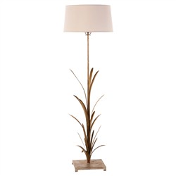 Clea French Country Hand-Cut Leaf Antique Gold Floor Lamp
