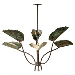Louanne French Country Green Patina Leaf Chandelier