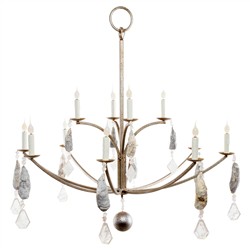 Laurie Traditional Shell Crystal Antique Silver Steel Chandelier