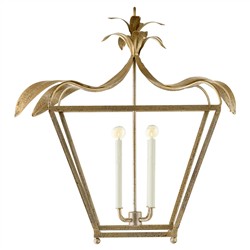 Freya French Country Palmetto Antique Gold Steel Lantern