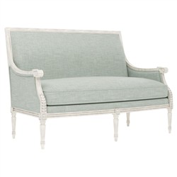 Juliette Spring Blue Textured Weave Vintage White Settee