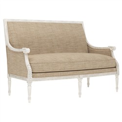 Juliette Mocha Textured Weave Vintage White Settee