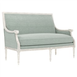 Juliette Sea Mist Velvet Vintage White Settee