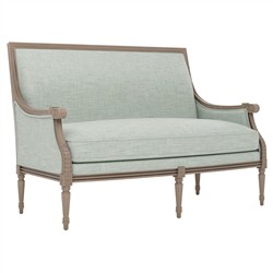 Juliette Spring Blue Textured Weave Driftwood Settee