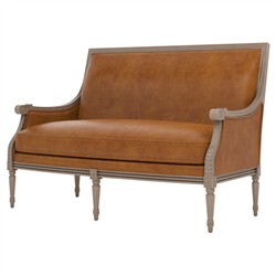 Juliette Camel Leather Driftwood Settee