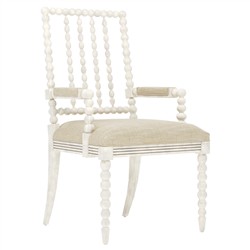 Sabinna Cashew Textured Weave Vintage White Dining Arm Chair