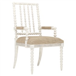 Sabinna Mocha Textured Weave Vintage White Dining Arm Chair