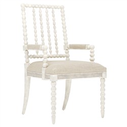 Sabinna Pebble Shore Textured Weave Vintage White Dining Arm Chair