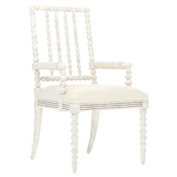 Sabinna Heathered Ivory Crypton Vintage White Dining Arm Chair