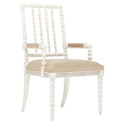 Sabinna Latte Leather Vintage White Dining Arm Chair