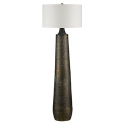 Elliston Rustic Antique Brass Hammered Aluminum Floor Lamp