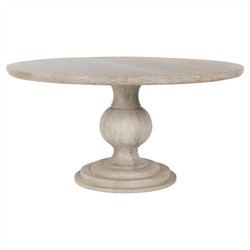 Beatrix Updated Traditional White Washed Mango Wood Round Dining Table - 60&quot;
