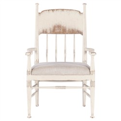 Leo Updated Traditional Beige Performance White Oak Windsor Dining Arm Chair