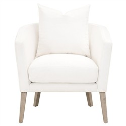 Angelica Modern Classic White Performance Upholstered Wood Barrel Chair Overstock