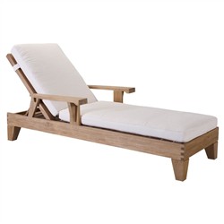 Sara Coastal Beach Natural Teak Upholstered Outdoor Adjustable Chaise Lounge Overstock