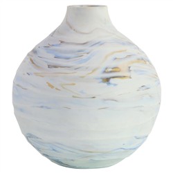 John-Richard Twirling Vapors Coastal Beach Blue Glass Decorative Vase - 11"