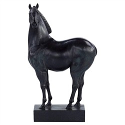 John-Richard Noble Steed Traditional Black Resin Horse Sculpture