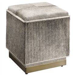 Cassandre Modern Classic Grey Hair on Hide Ottoman