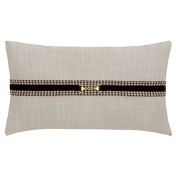 Alba Updated Traditional Gold Buckle Beige Decorative Lumbar Pillow - 15x26