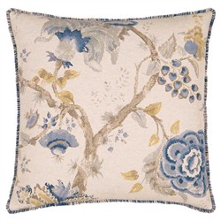 Elina French Country Beige Cotton Floral Decorative Throw Pillow - 20x20