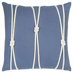 Maelle Coastal Beach Blue Linen Knot Decorative Throw Pillow - 20x20