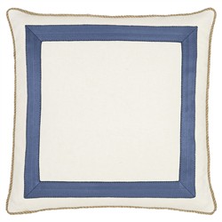Maelis Coastal Beach Cream Mitered Blue Ribbon Decorative Throw Pillow - 22x22