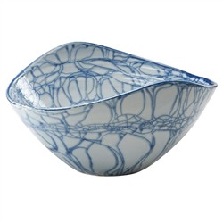 Siena Modern Blue Swirl Hand Glazed Porcelain Bowl
