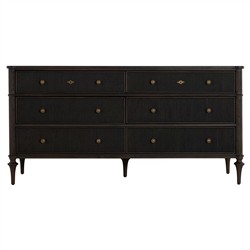 Andrea French Country Dark Brown Oak Wood Double Dresser