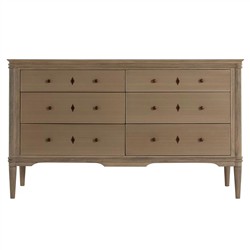 Linnea Updated Traditional Brown Oak Wood Double Dresser