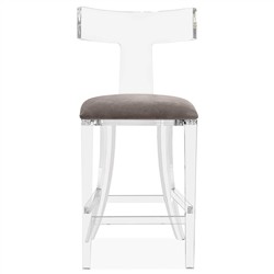Tristan Modern Grey Velvet Acrylic Counter Stool Overstock