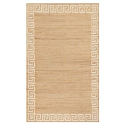 Maisha Coastal Beach Ivory Border Patterned Rug - 3&#39;6&quot;x5&#39;6&quot;
