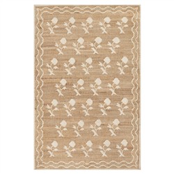 Lizbeth Coastal Beach Ivory Floral Patterned Rug - 3&#39;6&quot;x5&#39;6&quot;