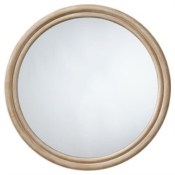 Josiah Coastal Beach Natural Wood Round Wall Mirror