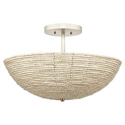 Amyra Coastal Beach White Mango Wood Beads Semi Flush Mount