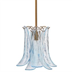 Isolde Updated Traditional Light Blue Glass Petal Pendant