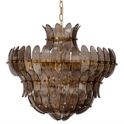 Elowen Updated Traditional Smoked Taupe Glass Curved  Chandelier