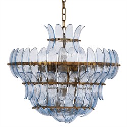 Elowen Updated Traditional Pale Blue Glass Curved Chandelier