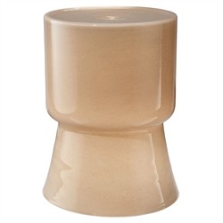 Claudia Coastal Beach Taupe Glass Outdoor Garden Stool