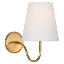 Visual Comfort Lyndsie Traditional Linen Shade Antique Brass Armed Sconce