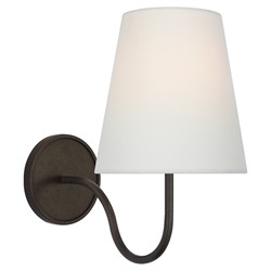 Visual Comfort Lyndsie Traditional Linen Shade Aged Iron Armed Sconce
