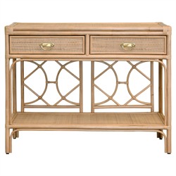 Worlds Away Gideon Coastal Beach Natural Rattan Console Table