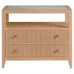 Isabella Modern Classic Grey Stone Fluted Brown Oak Nightstand