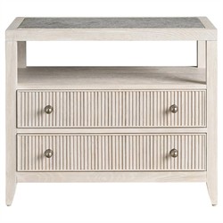 Isabella Modern Classic Grey Stone Fluted White Oak Nightstand