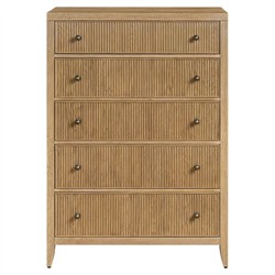 Isabella Modern Classic Fluted Brown Oak Tall Chest