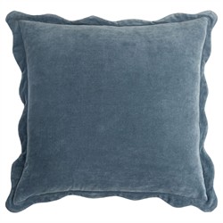 Stella French Country Dark Blue Cotton Scallop Throw Pillow - 18x18