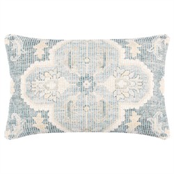 Audrey French Country Teal Floral Down Lumbar Pillow - 14x22