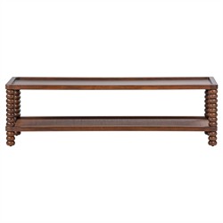 Tobi Updated Traditional Brown Wood Spindle Rectangular Coffee Table