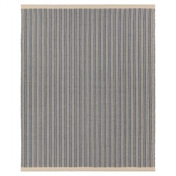 Morien Updated Traditional Dark Blue Striped Patterned Indoor Outdoor Rug - 6&#39;x9&#39;